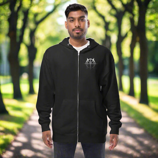 Unisex fleece zip up hoodie M Logo with MTM backprint